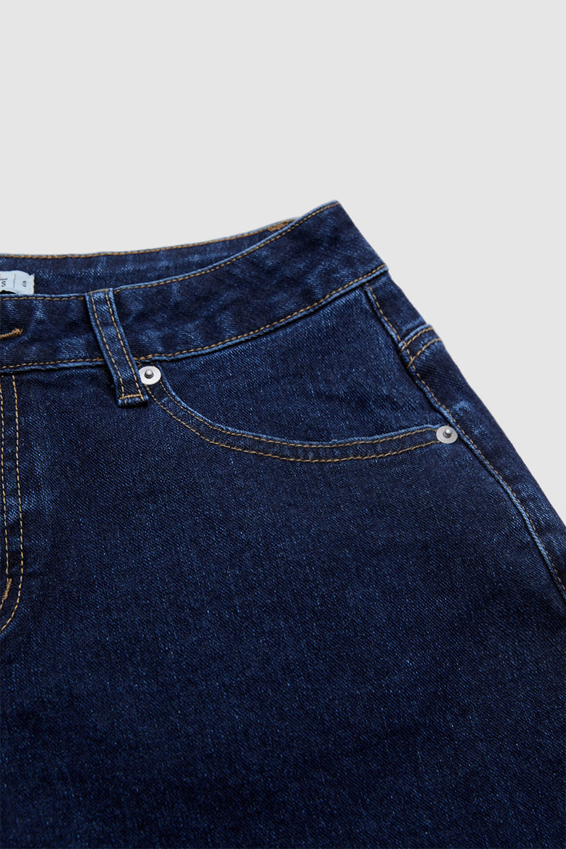 Wash Studded Mid Waist Straight Leg Jeans Without Belt