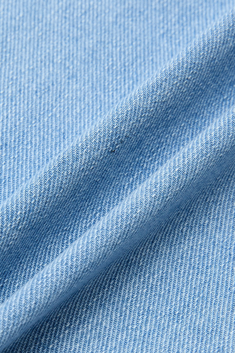 Wash Patch Pocket Stitch Detail Mid Waist Wide Leg Jeans Without Belt