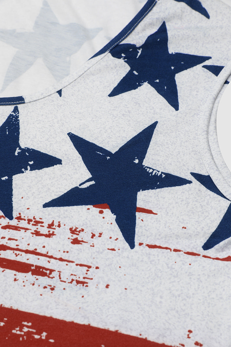American Flag Print V Neck Tank Top