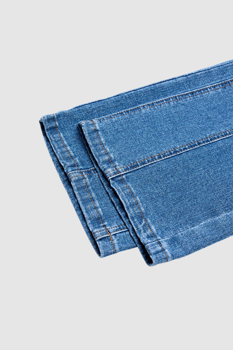 Wash Stitch Detail High Waist Bootcut Jeans Without Belt