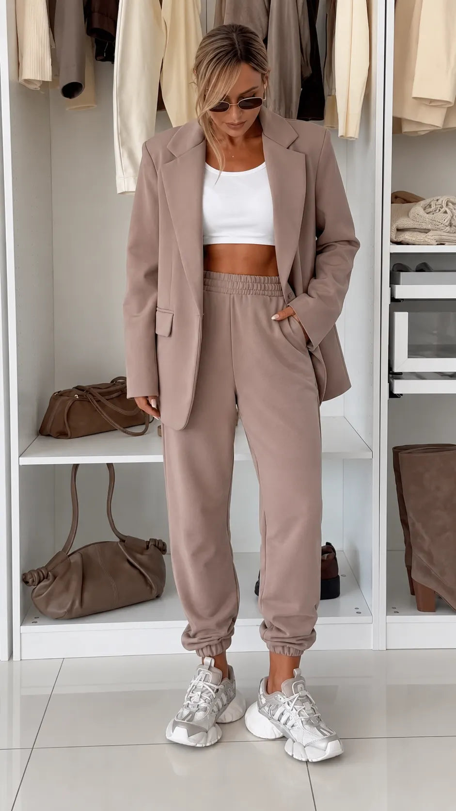 Blazer And Jogger Pants Two‑Piece Set