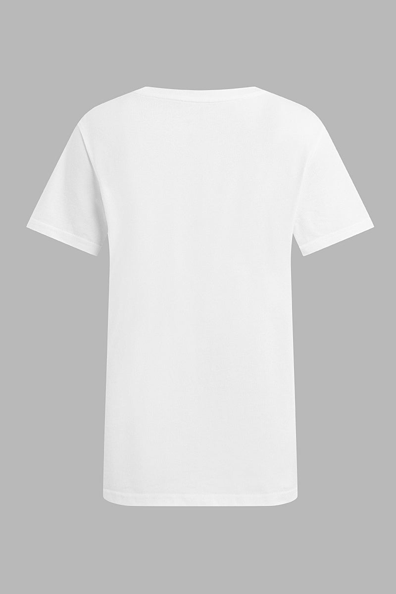 Solid V Neck Short Sleeve T-Shirt