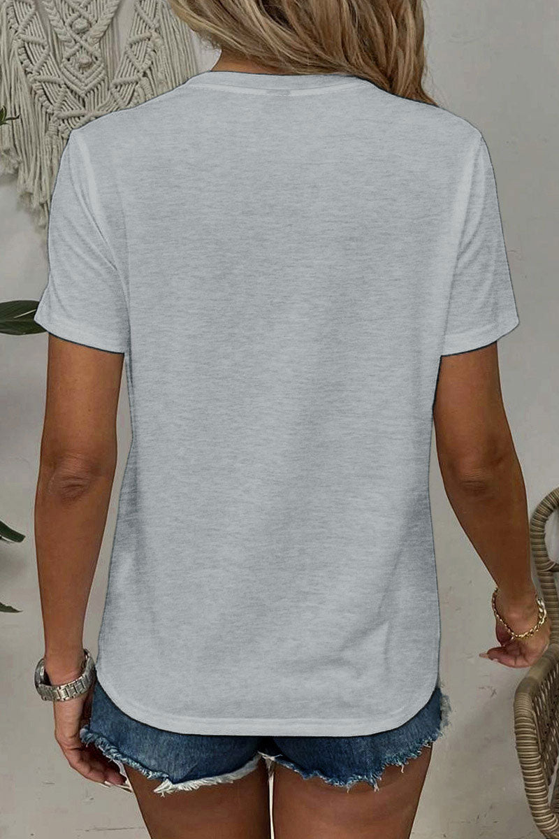 Solid V Neck Short Sleeve T-Shirt