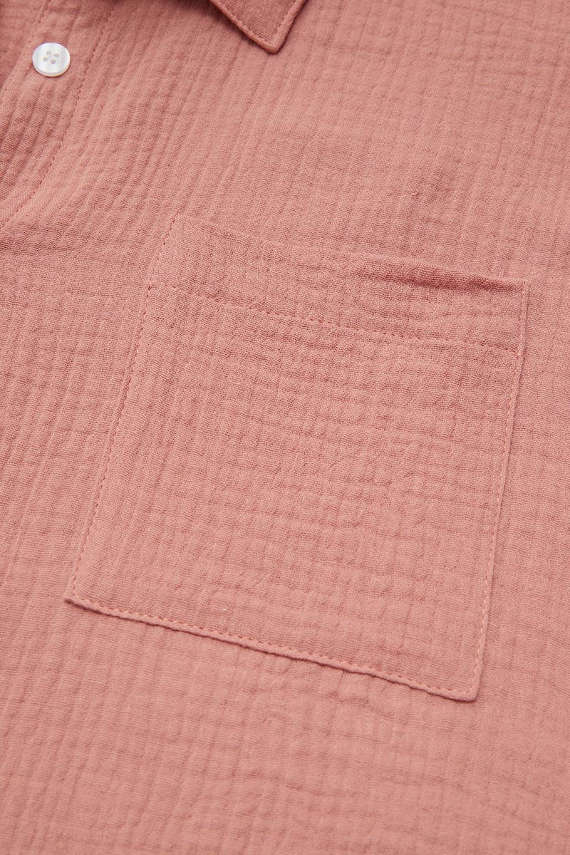 Solid Patch Pocket Roll Sleeve Shirt