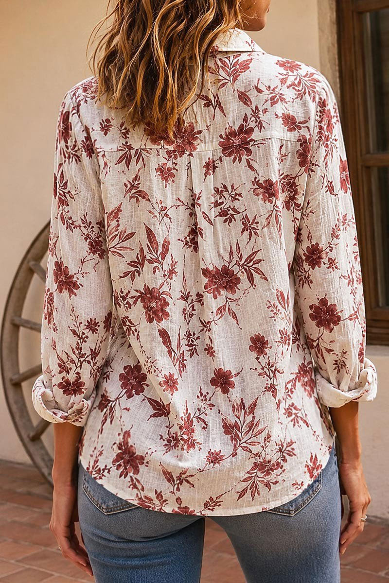 Floral Print Button Up Long Sleeve Shirt