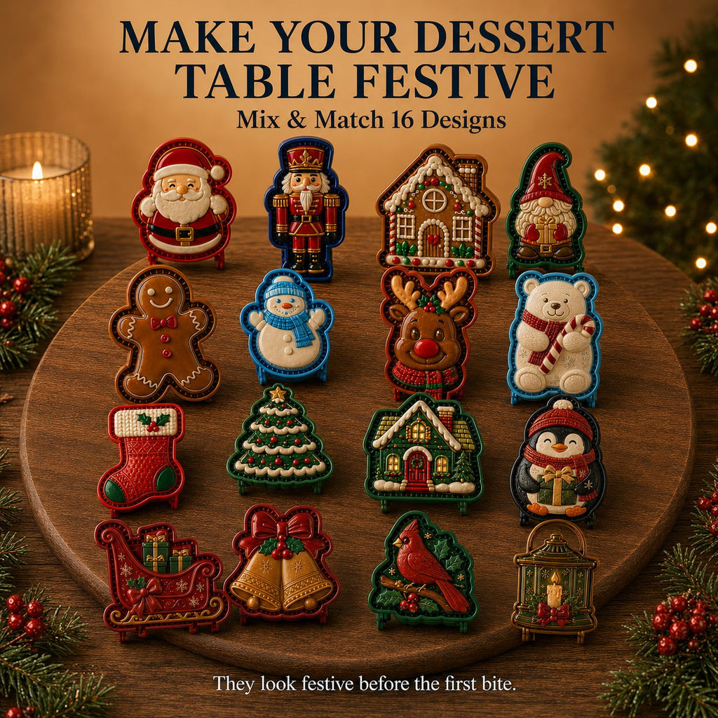 ⏳ 69% OFF – 🎄16pcs-Design Christmas Mini Pie Mold Collection | Reusable Embossed Molds for Shaping Detailed Santa, Snowman, Reindeer, Tree & Holiday Pies 🥧✨