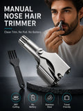 Manual Nose Hair Trimmer – Stainless Steel 360° Trimmer, Waterproof & No Battery Required