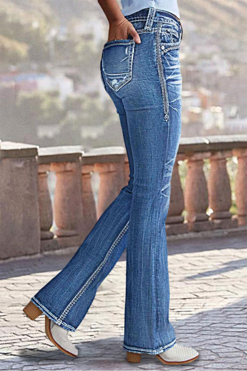 90s Vintage Slant Pocket Mid Waist Bootcut Jeans