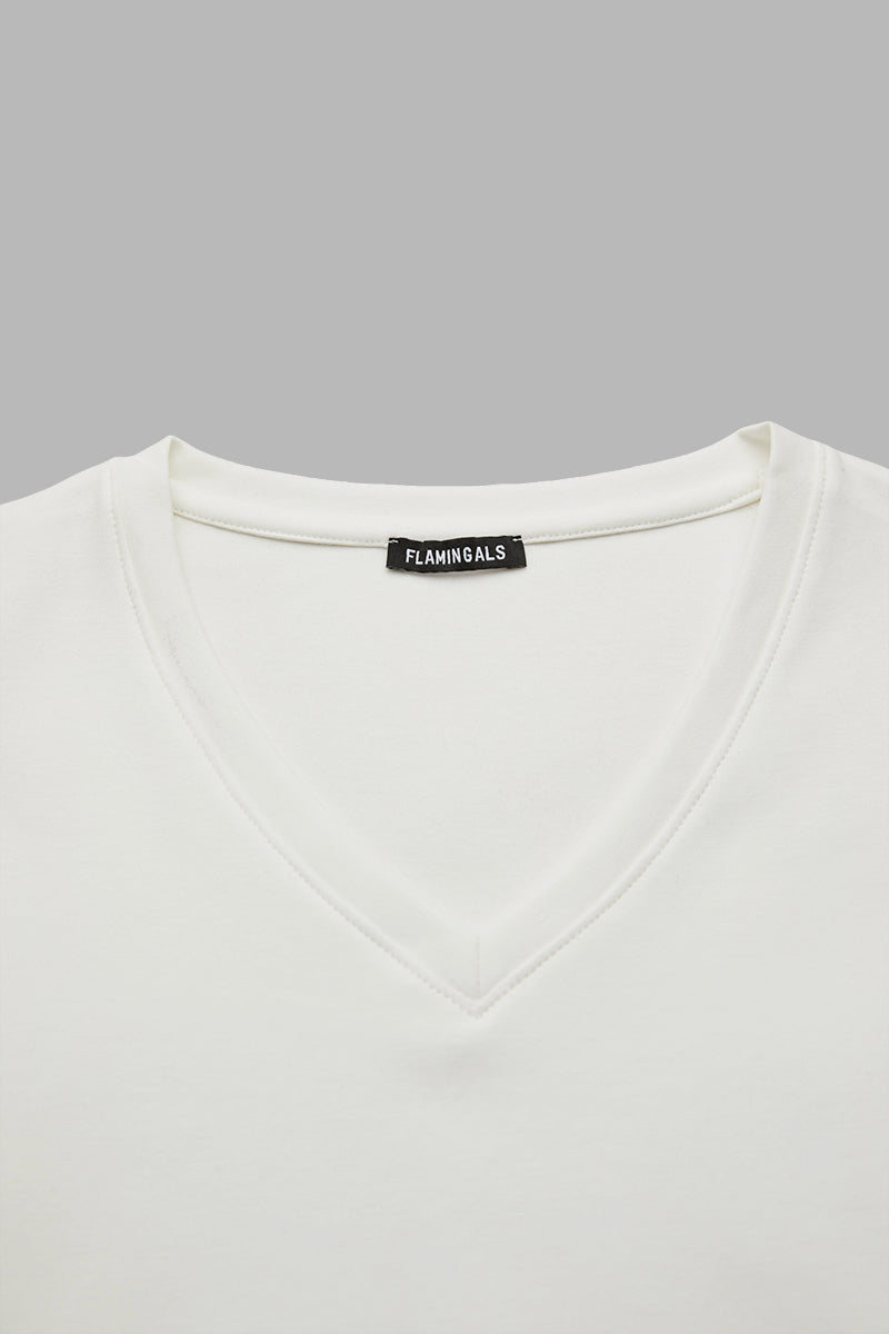 Solid V Neck Long Sleeve T-Shirt