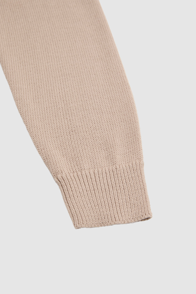 Solid Pointelle Knit Round Neck Long Sleeve Sweater