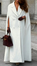 Ivory Double-Breasted Long Cape Coat
