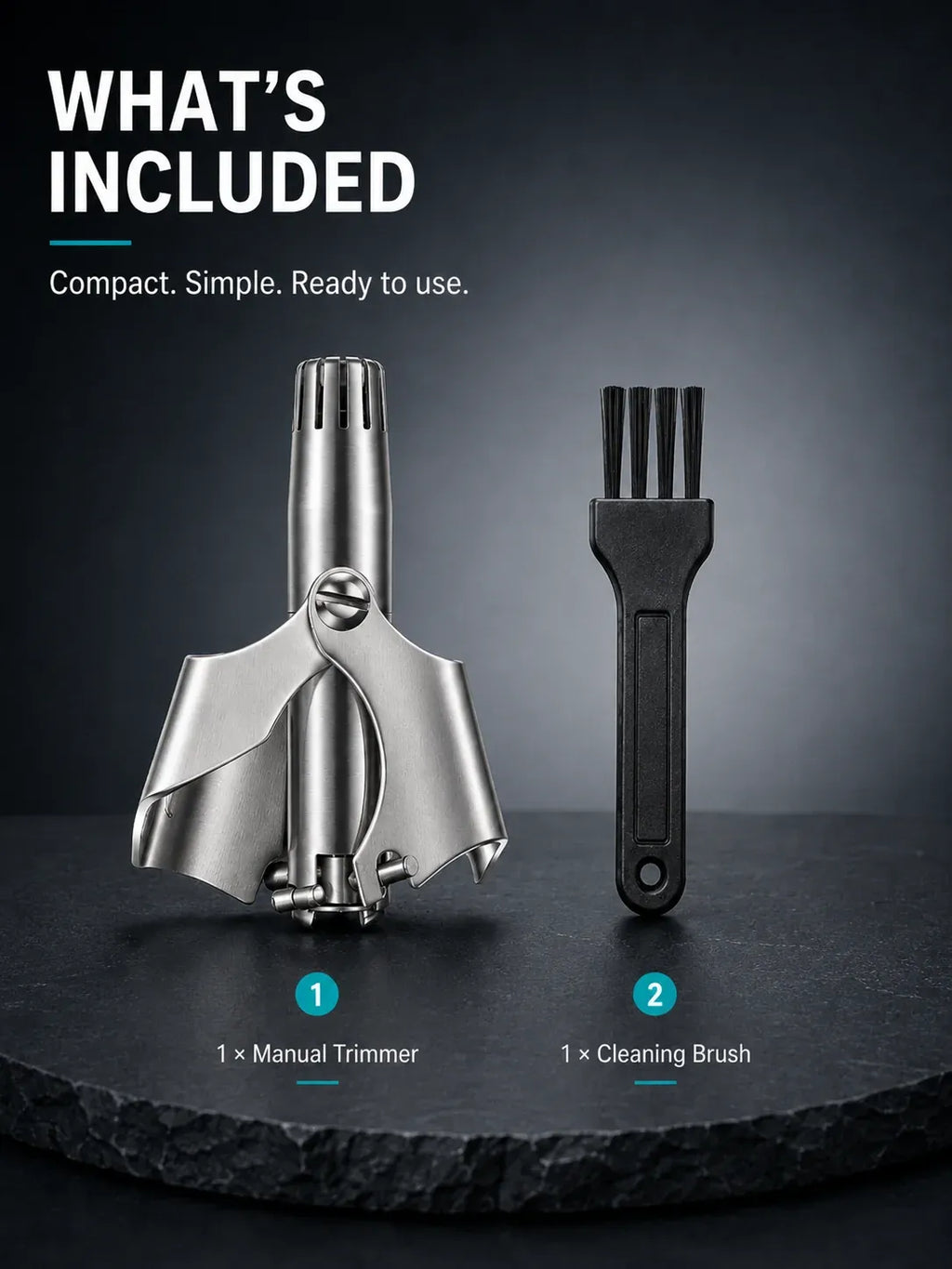 Manual Nose Hair Trimmer – Stainless Steel 360° Trimmer, Waterproof & No Battery Required