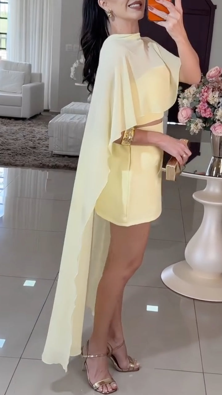 Asymmetric Cape Top & Mini Skirt Set