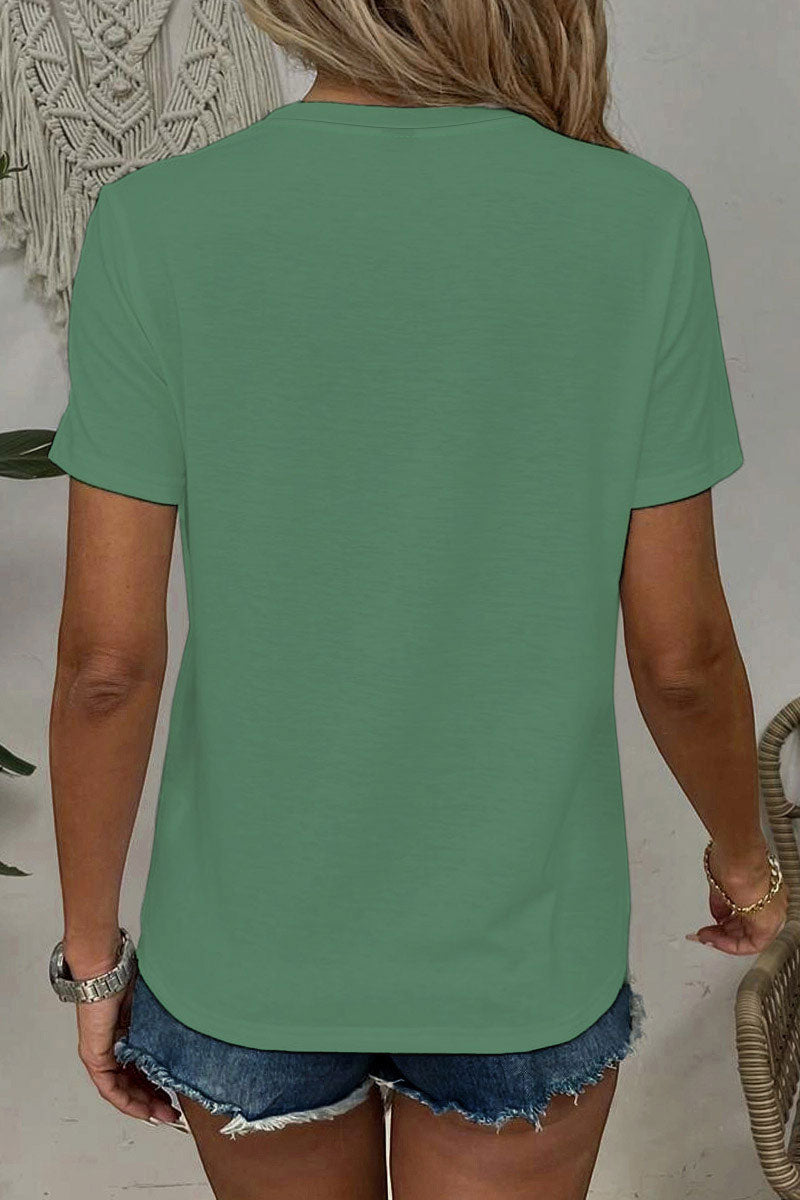 Solid V Neck Short Sleeve T-Shirt