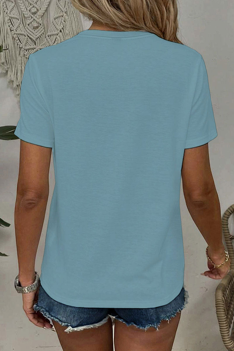 Solid V Neck Short Sleeve T-Shirt