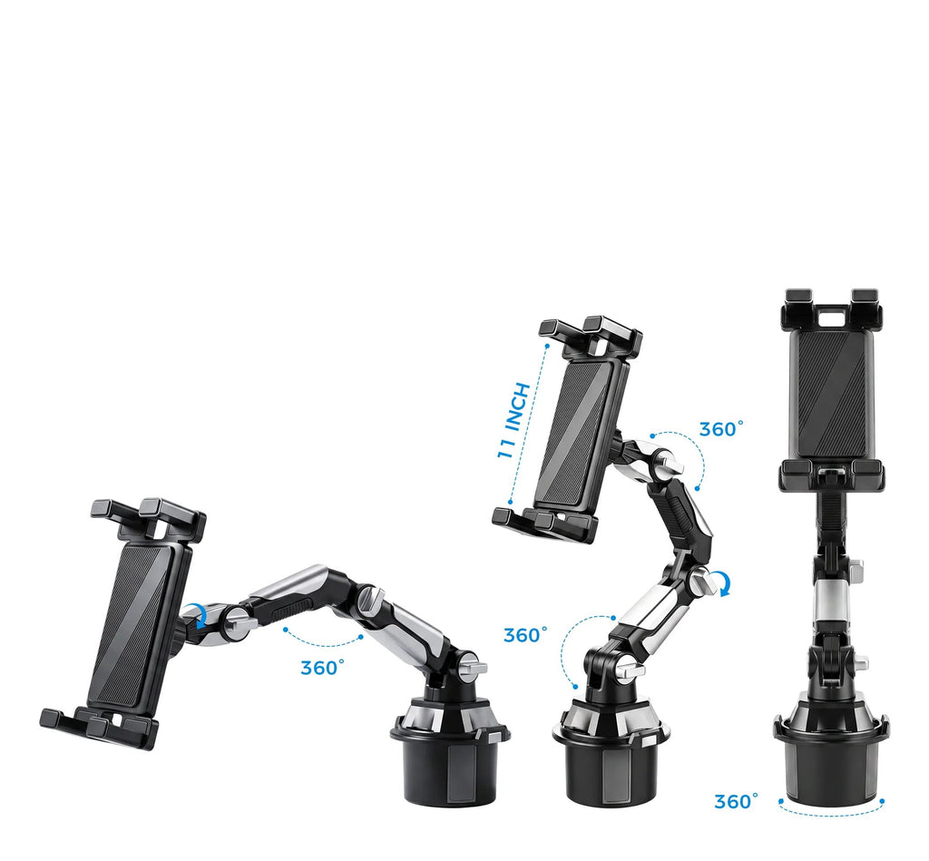 Adjustable Car Cup Holder Phone & Tablet Mount – 360° Rotating Universal Stand