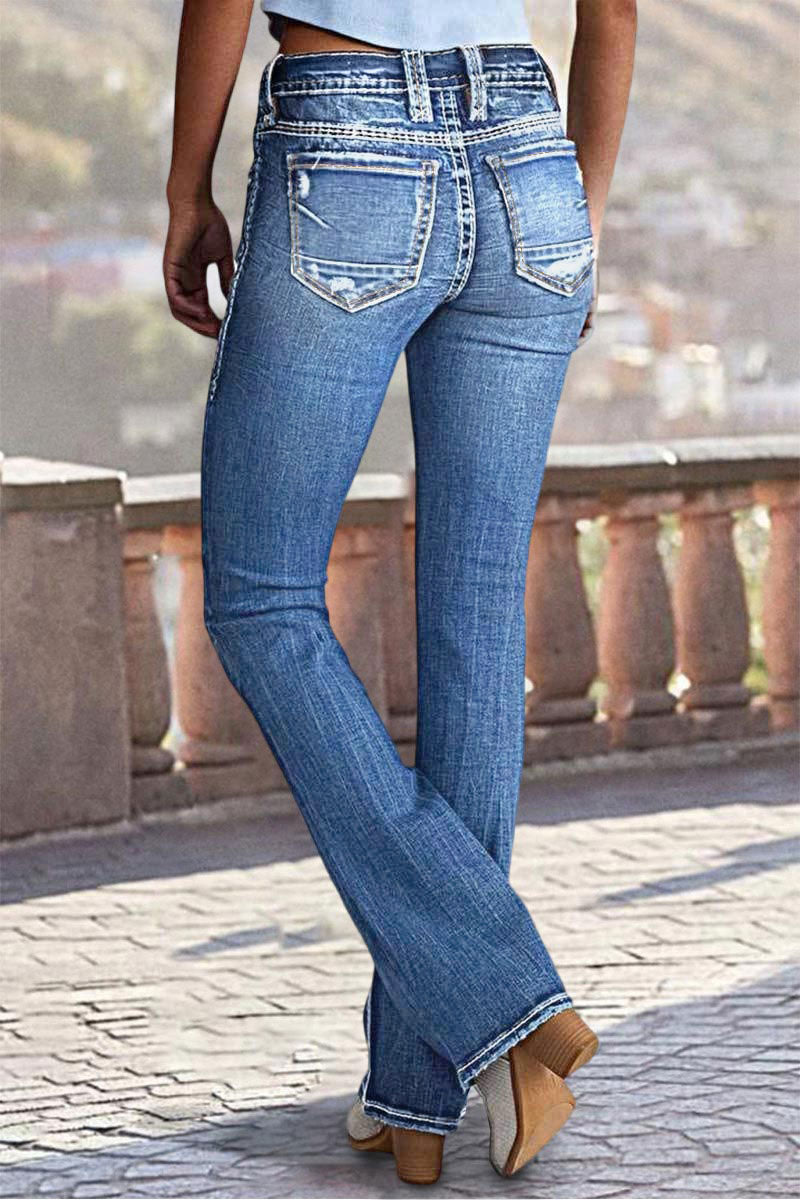 90s Vintage Slant Pocket Mid Waist Bootcut Jeans