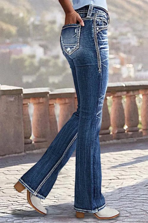 90s Vintage Slant Pocket Mid Waist Bootcut Jeans