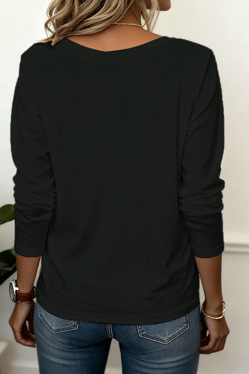 Solid V Neck Long Sleeve T-Shirt