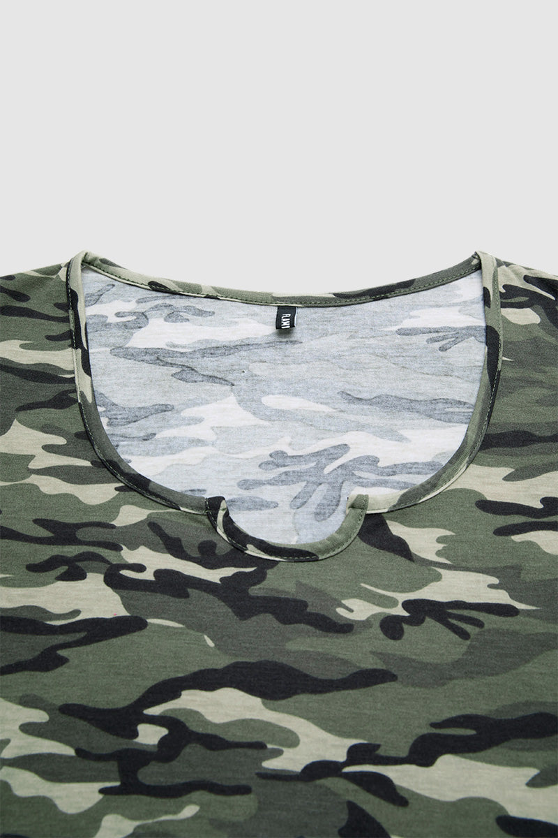 Camo Print Scoop Neck Long Sleeve T-Shirt