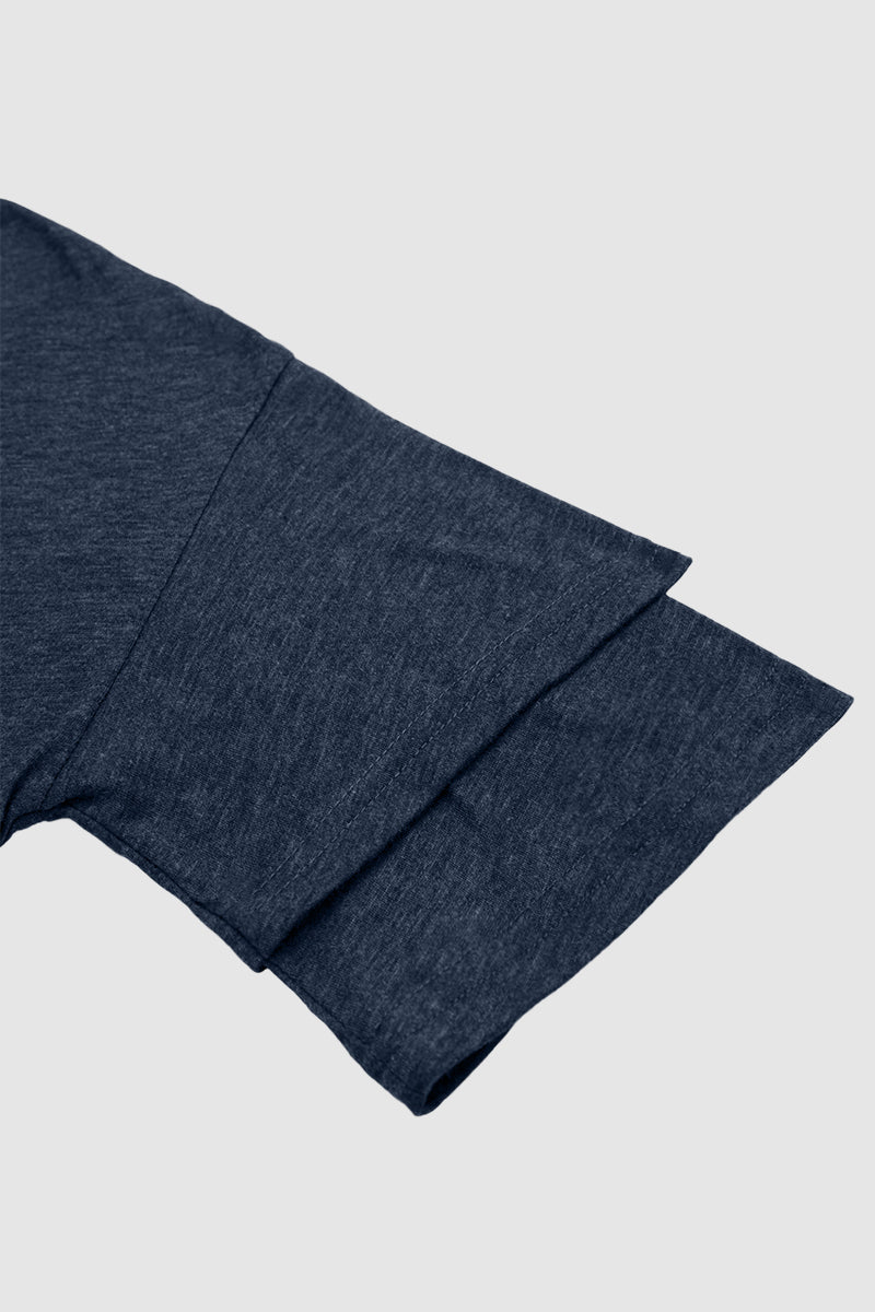 Solid Layered Sleeve V Neck T-Shirt