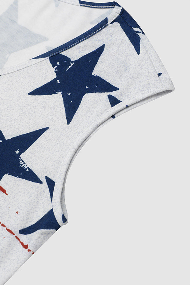 American Flag Print V Neck Tank Top