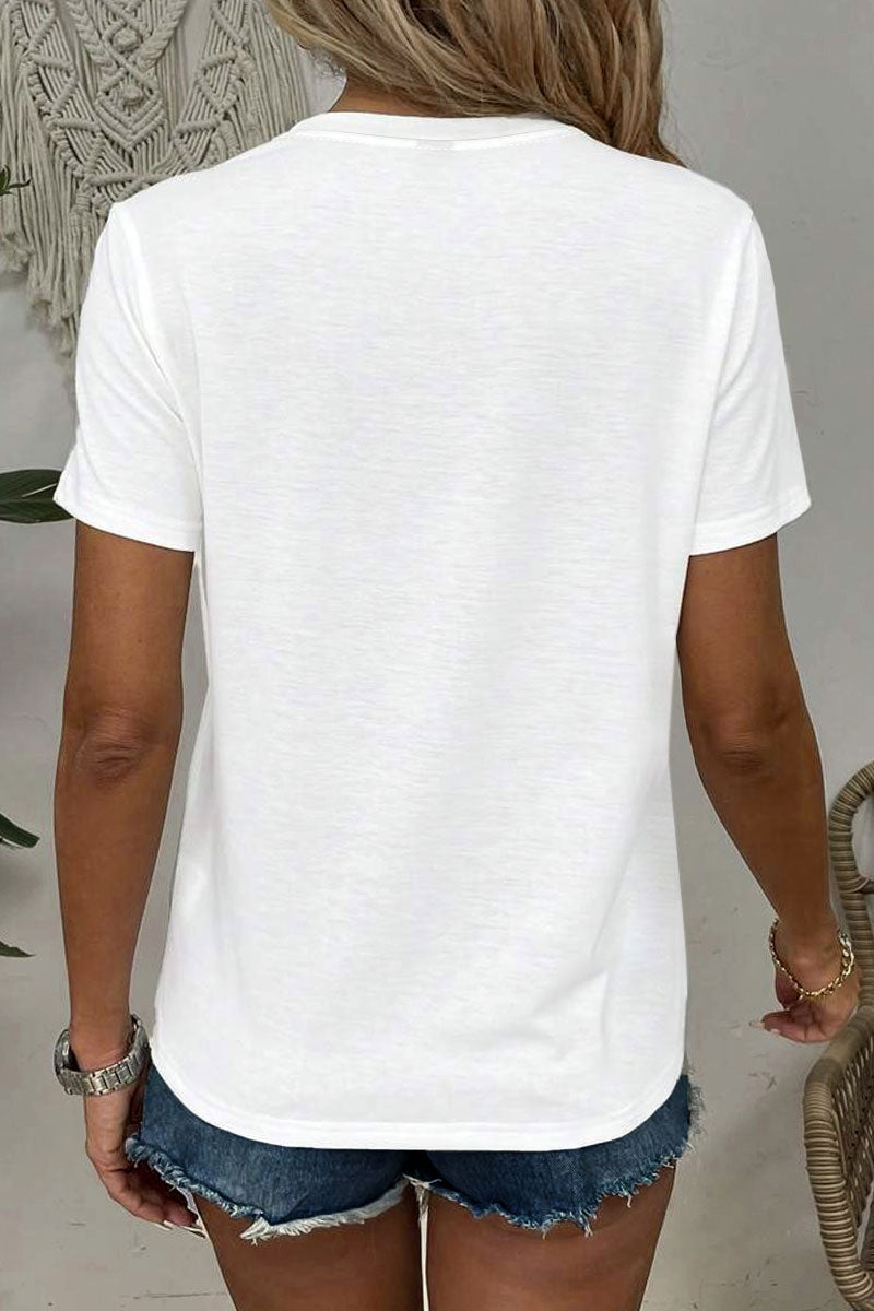 Solid V Neck Short Sleeve T-Shirt