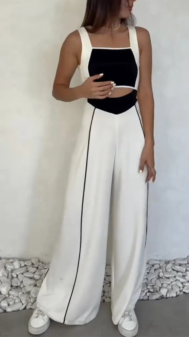 Cutout Jumpsuit&Zip Up Shrug 2 Piece  Set