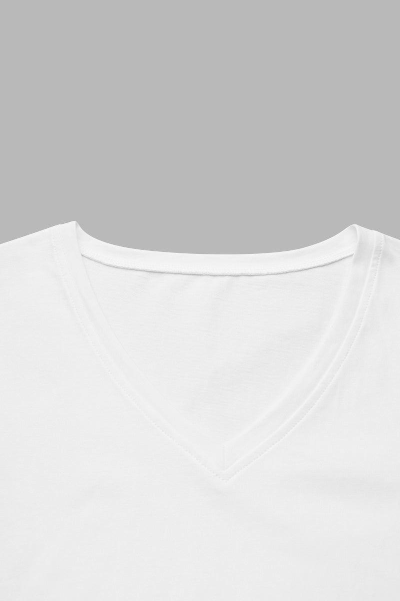 Solid V Neck Short Sleeve T-Shirt