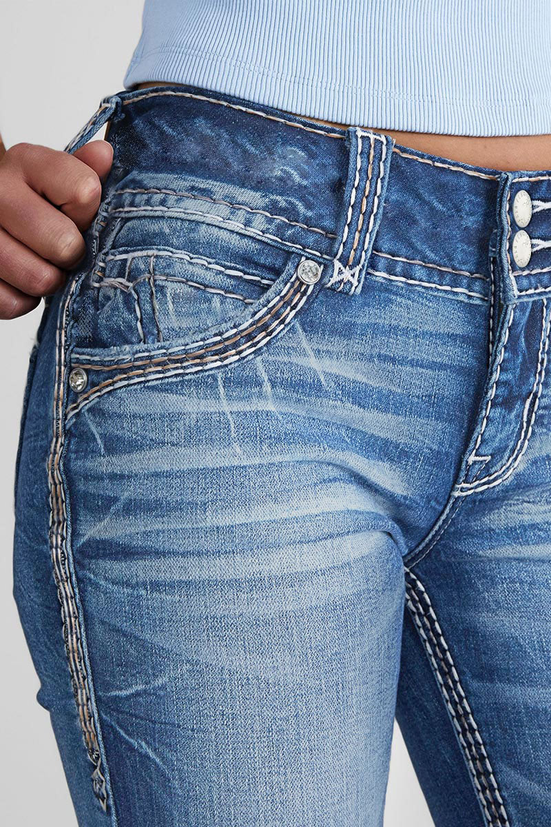 90s Vintage Slant Pocket Mid Waist Bootcut Jeans