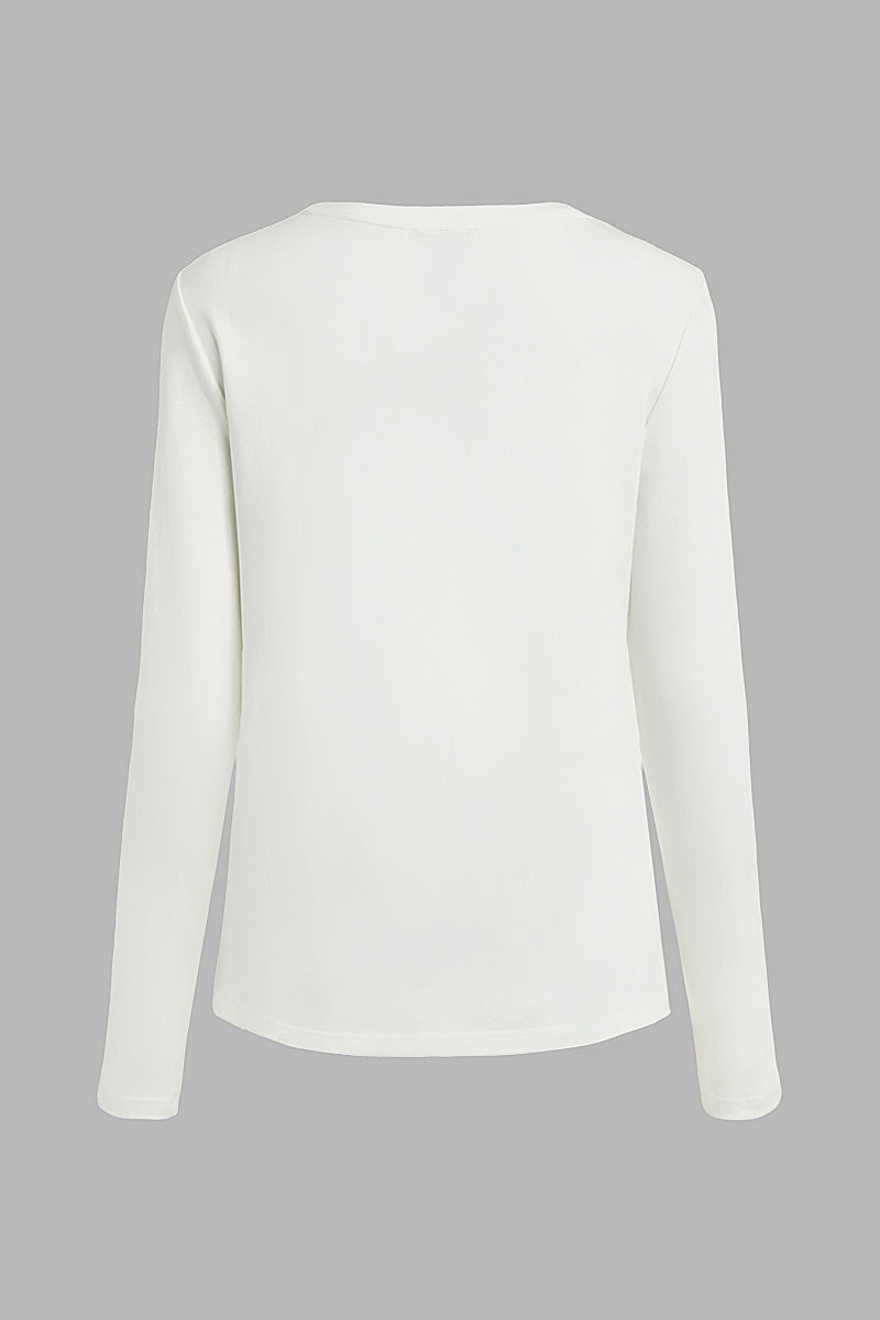 Solid V Neck Long Sleeve T-Shirt