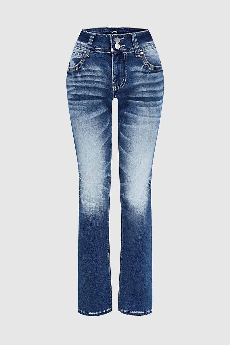 90s Vintage Slant Pocket Mid Waist Bootcut Jeans