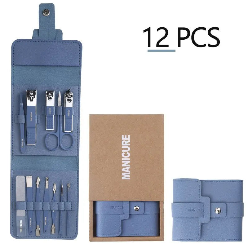 🔥LAST DAY 49% OFF-12-16Pcs/Set Stainless Steel Nail Clippers Set With Folding Bag