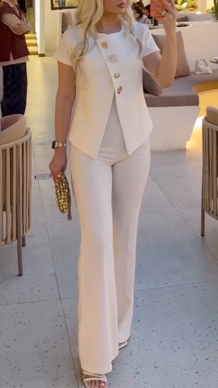Embellished Vest Top & Wide-Leg Pants Set