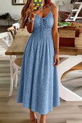 Drawstring Ruched Elastic V Neck Cami Long Dress