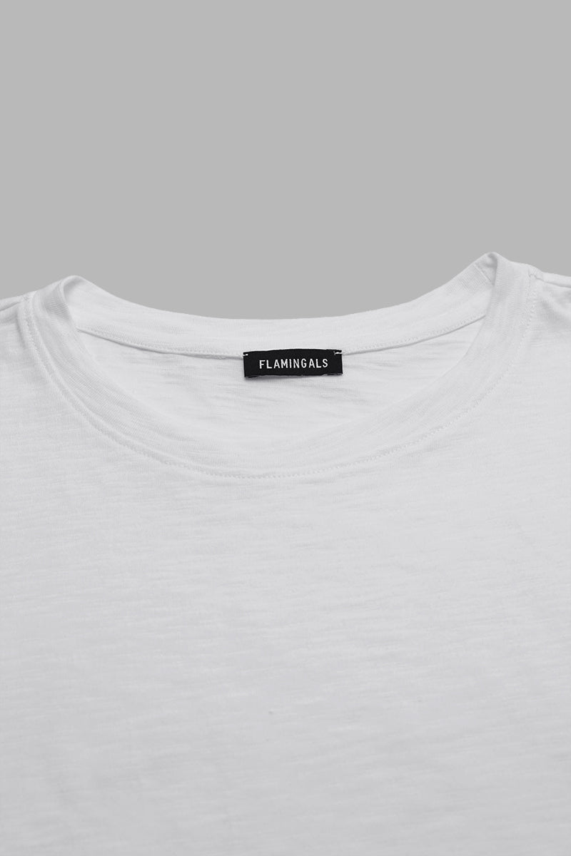 Solid Stitch Detail Round Neck Three Quarter Length Sleeve T-Shirt